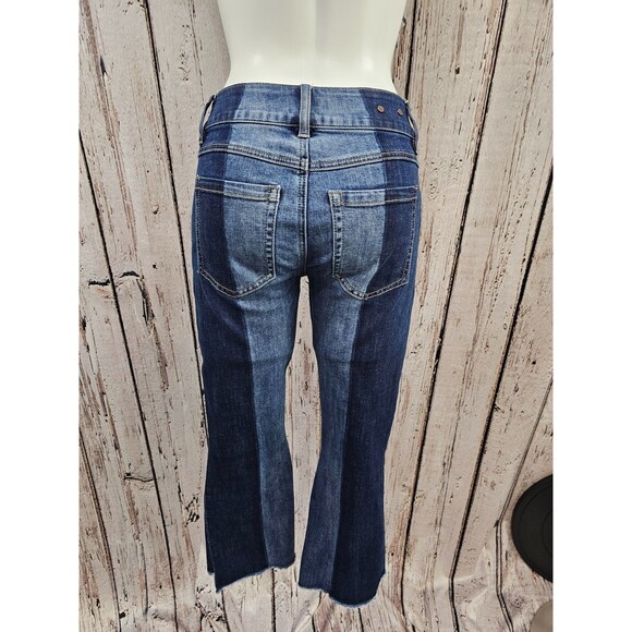 ALK Women's 2 Cabi Hi-Low Cropped Kick Back Low Rise Denim Blue Jean Ankle Pants - Picture 5 of 9